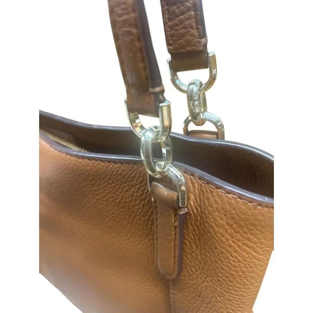 Kate Spade New York Leila Brown Leather Shoulder Bag With Gold Accents